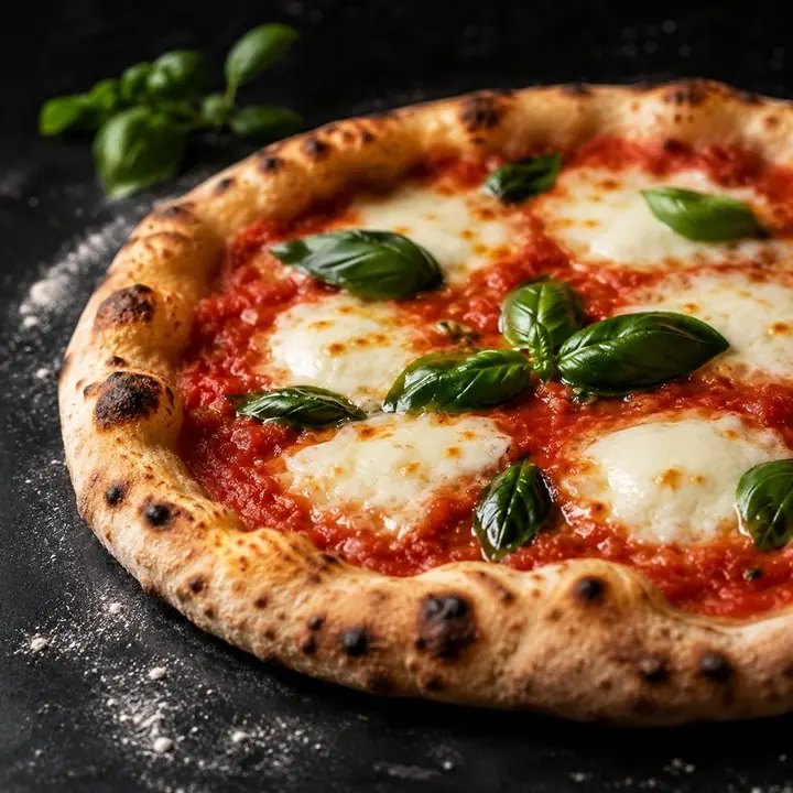 Pizza margherita à la farine spéciale pizza W200, tomate, mozzarella et basilic
