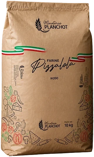Sac de 10 kg de farine à pizza W200 type 0, Minoterie Planchot, moulue en Vendée